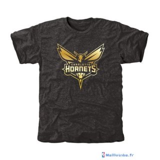 T-Shirt NBA Pas Cher Charlotte Hornets Noir Or