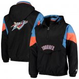 Oklahoma City Thunder Starter Black Blackout Breakaway Hooded Anorak Quarter-Zip Jacket