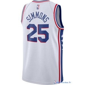 Maillot NBA Pas Cher Philadelphia Sixers Ben Simmons 25 Blanc Association 2017/18