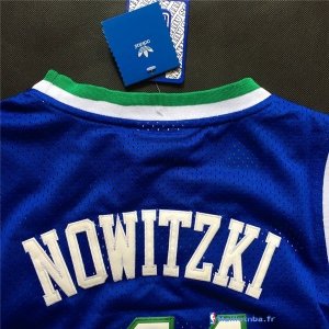 Maillot NBA Pas Cher Dallas Mavericks Dirk Nowitzki 41 Retro Bleu