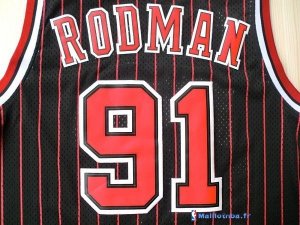 Maillot NBA Pas Cher Chicago Bulls Dennis Rodman 91 Noir Bande