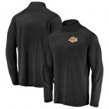 Los Angeles Lakers Fanatics Branded Black Iconic Striated Raglan Quarter-Zip Pullover Jacket