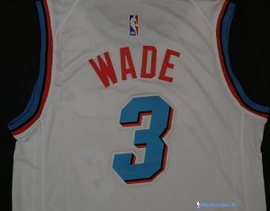 Maillot NBA Pas Cher Miami Heat Dwyane Wade 3 Blanc Ville 2017/18