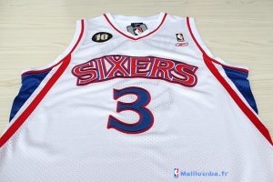 Maillot NBA Pas Cher Philadelphia Sixers Allen Iverson 3 10 Anniversaire Blanc