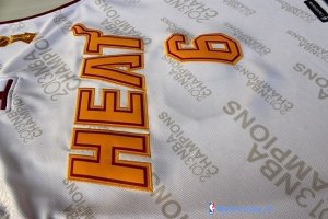 Maillot NBA Pas Cher Miami Heat LeBron James 6 Blanc Or