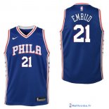 Maillot NBA Pas Cher Philadelphia Sixers Junior Joel Embiid 21 Bleu Icon 2017/18