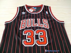 Maillot NBA Pas Cher Chicago Bulls Scottie Pippen 33 Noir Bande