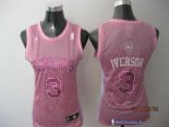 Maillot NBA Pas Cher Philadelphia Sixers Femme Allen Iverson 3 Rose Blanc