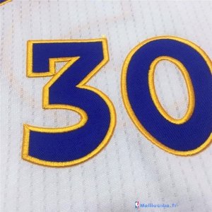 Maillot NBA Pas Cher Golden State Warriors Stephen Curry 30 Retro Blanc Bleu