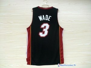 Maillot NBA Pas Cher Miami Heat Dwyane Wade 3 Noir Rouge