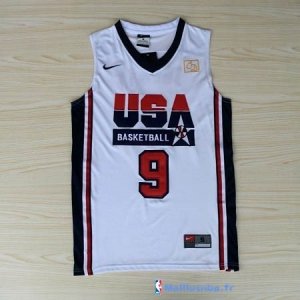 Maillot NBA Pas Cher USA 1992 Jordan 9 Blanc