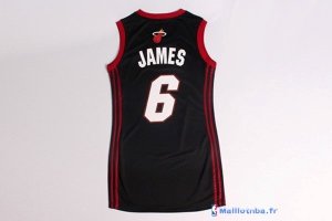 Maillot NBA Pas Cher Miami Heat Femme LeBron James 6 Noir