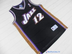 Maillot NBA Pas Cher Utah Jazz John Stockton 12 Retro Noir