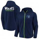 Minnesota Timberwolves Fanatics Branded Navy Iconic Defender Mission Performance Primary Logo Full-Zip Hoodie