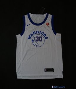 Maillot NBA Pas Cher Golden State Warriors Stephen Curry 30 Retro Blanc 2017/18