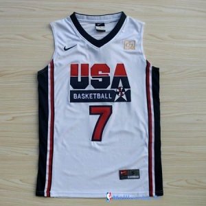 Maillot NBA Pas Cher USA 1992 Bird 7 Blanc