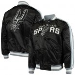 San Antonio Spurs Starter Black The Offensive Varsity Satin Full-Snap Jacket