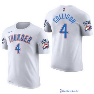 Maillot Manche Courte Oklahoma City Thunder Nick Collison 4 Blanc 2017/18