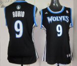 Maillot NBA Pas Cher Minnesota Timberwolves Femme Ricky Rubio 9 Noir