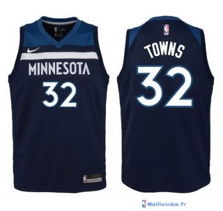 Maillot NBA Pas Cher Minnesota Timberwolves Junior Karl Anthony 32 Towns Marine Icon 2017/18