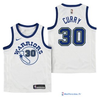 Maillot NBA Pas Cher Golden State Warriors Junior Stephen Curry 30 Nike Retro Blanc 2017/18