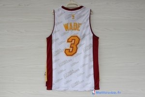 Maillot NBA Pas Cher Miami Heat Dwyane Wade 3 Blanc Or