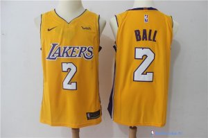 Maillot NBA Pas Cher Los Angeles Lakers Lonzo Ball 2 Jaune 2017/18