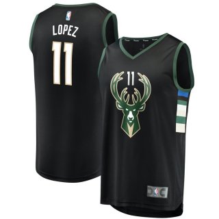 Milwaukee Bucks Brook Lopez Fanatics Branded Black Fast Break Replica Jersey - Statement Edition