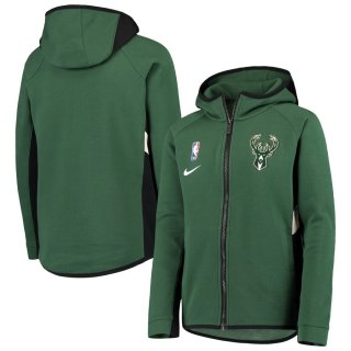 Milwaukee Bucks Nike Green Team Logo Showtime Performance Raglan Full-Zip Hoodie