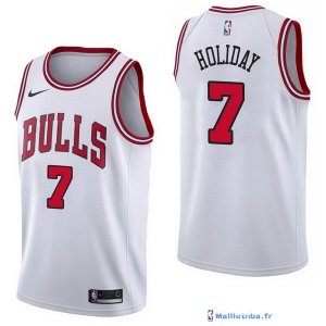 Maillot NBA Pas Cher Chicago Bulls Justin Holiday 7 Blanc Association 2017/18