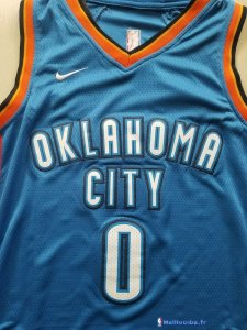 Maillot NBA Pas Cher Oklahoma City Thunder Junior Russell Westbrook 0 Bleu Icon 2017/18