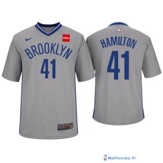 Maillot Manche Courte Brooklyn Nets Justin Hamilton 41Gris 2017/18