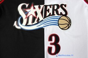 Maillot NBA Pas Cher Philadelphia Sixers Allen Iverson 3 Noir Blanc