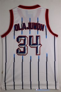 Maillot NBA Pas Cher Houston Rockets Hakeem Abdul Olajuwon 34 Retro Blanc