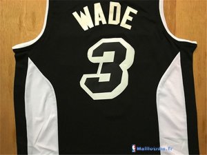 Maillot NBA Pas Cher Miami Heat Dwyane Wade 3 Noir Blanc