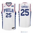 Maillot NBA Pas Cher Philadelphia Sixers Ben Simmons 25 Blanc 2017/18