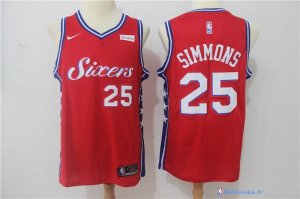 Maillot NBA Pas Cher Philadelphia Sixers Ben Simmons 25 Rouge 2017/18