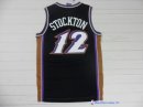 Maillot NBA Pas Cher Utah Jazz John Stockton 12 Retro Noir