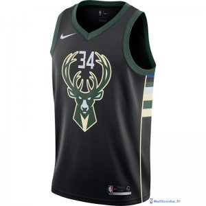 Maillot NBA Pas Cher Milwaukee Bucks Giannis Antetokounmpo 34 Noir Statement 2017/18