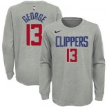 LA Clippers Paul George Nike Gray Icon Name & Number Long Sleeve Performance T-Shirt
