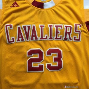 Maillot NBA Pas Cher Cleveland Cavaliers LeBron James 23 Jaune Dentelle