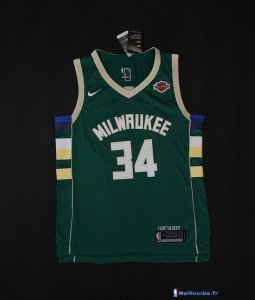 Maillot NBA Pas Cher Milwaukee Bucks Giannis Antetokounmpo 34 Vert 2017/18