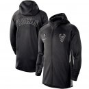 Milwaukee Bucks Nike Heather Black Authentic Showtime Therma Flex Performance Full-Zip Hoodie