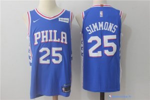 Maillot NBA Pas Cher Philadelphia Sixers Ben Simmons 25 Bleu 2017/18