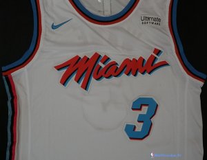 Maillot NBA Pas Cher Miami Heat Dwyane Wade 3 Blanc Ville 2017/18