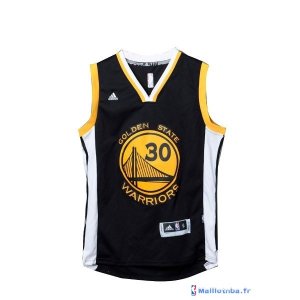 Maillot NBA Pas Cher Golden State Warriors Stephen Curry 30 Noir Blanc Jaune