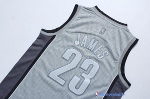 Maillot NBA Pas Cher Cleveland Cavaliers LeBron James 23 Gris Noir
