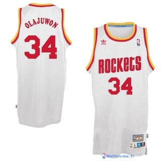 Maillot NBA Pas Cher Houston Rockets Hakeem Abdul Olajuwon 34 Blanc