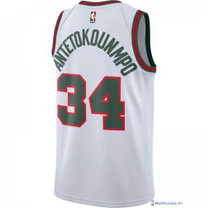 Maillot NBA Pas Cher Milwaukee Bucks Giannis Antetokounmpo 34 Retro Blanc 2017/18