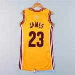 Maillot NBA Pas Cher Cleveland Cavaliers Femme LeBron James 23 Jaune